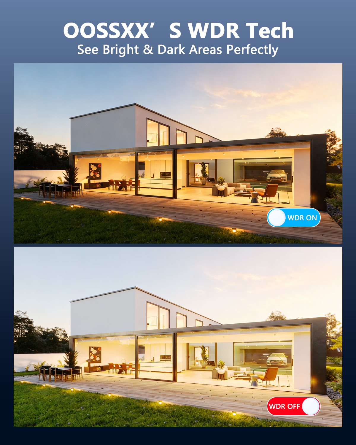 OOSSXX 5MP HD Bedraad Bewakingsset – Binnen En Buiten, Met Nachtzicht, AI-detectie En Gratis App