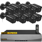 Laden Sie das Bild in den Galerie-Viewer, Black(4K/8.0 Megapixel &amp; 130° Ultra Wide-Angle) 2-Way Audio PoE Outdoor Home Security Camera System Wired Outdoor Video Surveillance IP Cameras System
