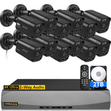 Load image into Gallery viewer, Black(4K/8.0 Megapixel &amp; 130° Ultra Wide-Angle) 2-Way Audio PoE Outdoor Home Security Camera System Wired Outdoor Video Surveillance IP Cameras System