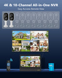 Cargar imagen en el visor de la galería, Sistema de cámara de seguridad inalámbrica para exteriores con energía solar y doble lente sin cables OOSSXX (sistema de cámaras de videovigilancia con batería y WiFi)