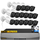Load image into Gallery viewer, {4K/8.0 Megapixel &amp; 130° Ultra Wide-Angle} 2-Way Audio AI Detected POE Security Camera Systems, OOSSXX 16 Channel Outdoor Surveillance Video System, 16pcs IP66 Waterproof Cameras with Audio