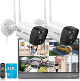 Laden Sie das Bild in den Galerie-Viewer, (16-Inch IPS UHD Monitor) 2-Way Audio Dual Antennas Enchance WiFi Wireless 5MP PIR Outdoor Camera Wireless Home Security Cameras System with Monitor Indoor Video Surveillance Alarm