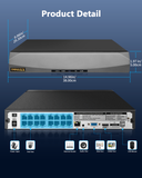 Load image into Gallery viewer, 8.0/4K Megapixel 16-Channel POE NVR Network Video Recorder, Supports up to 16 x 8MP/4K IP Cameras, Max to 8TB Hard Drive