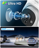 Load image into Gallery viewer, 4K/8MP Add-on PoE Security Camera for NVR System Outdoor Video Surveillance Home Security, 130° Wide Angle, 2-Way Audio, AI Human/PIR Detection, 60FT Ethernet Cable