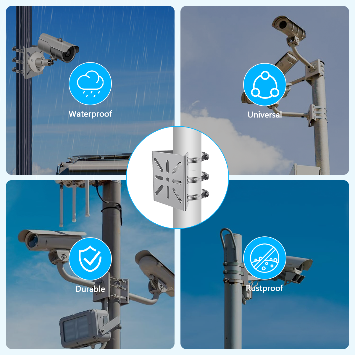 OOSSXX Universal Security Camera Wall Mount Bracket – Vertical Pole Mo