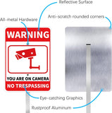 Laden Sie das Bild in den Galerie-Viewer, No Trespassing Sign For Private Property, Video Surveillance Street Sign, Security Yard Signs metal, Aluminum Home Security Sign with Stakes, Camera, Beware, 10x7 Inch&quot;