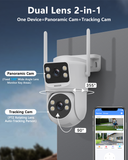 Load image into Gallery viewer, 2-Way Audio &amp; Auto Tracking Dual Lens PTZ Camera with Dual Lens, Outside Cameras for Home Security, 4K/16-Channel 2.4G/5G Wireless WiFi System, 2.5K Color Night Version, DVR Kits