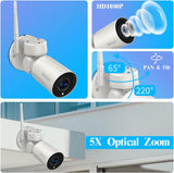 Laden Sie das Bild in den Galerie-Viewer, {PTZ Security Camera Outdoor} 5X Optical Zoom 1080P Camera System, Wireless IP Cam, Easy to Set Up 360 Camera WIFI Camera, Compatible Wireless Camera System NVR, 2-Way Audio, IP66, Color Night Vision