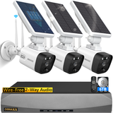 Load image into Gallery viewer, OOSSXX (100% Wire-Free Wireless Solar Cameras) 2-Way Audio, PIR Detection 2-Antennas Enhance Outdoor Wireless Security Camera System WiFi Battery Video Surveillance System