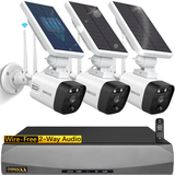 Load image into Gallery viewer, OOSSXX (100% Wire-Free Wireless Solar Cameras) 2-Way Audio, PIR Detection 2-Antennas Enhance Outdoor Wireless Security Camera System WiFi Battery Video Surveillance System
