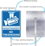Load image into Gallery viewer, No Trespassing Reflective Video Surveillance Yard Sign, Aluminum Home Security Sign with Stakes, Anti-UV, Rustproof, Waterproof, 9*7inch