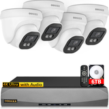 Load image into Gallery viewer, OOSSXX (4K/8.0 Megapixel &amp; 130° Ultra Wide-Angle) with Audio PoE Dome Outdoor Home Security Camera System, Wired Outdoor Surveillance IP Cameras System