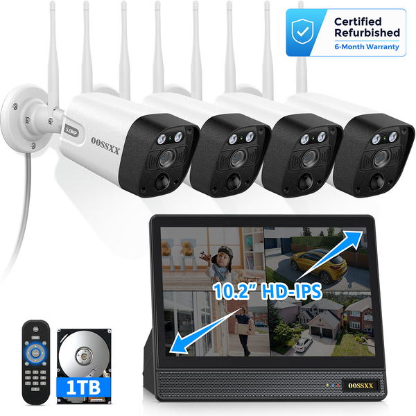 5MP Wireless Security Camera System with 10CH NVR & 10" IPS Monitor, 1TB HDD– Refurbished