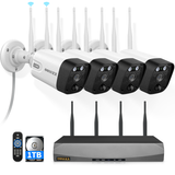 Load image into Gallery viewer, 5MP 4-Camera Wireless Security Camera System – Dual Antenna WiFi, PIR Detection, 2-Way Audio, Outdoor NVR Kit (Enjoy $10 Off Instantly)