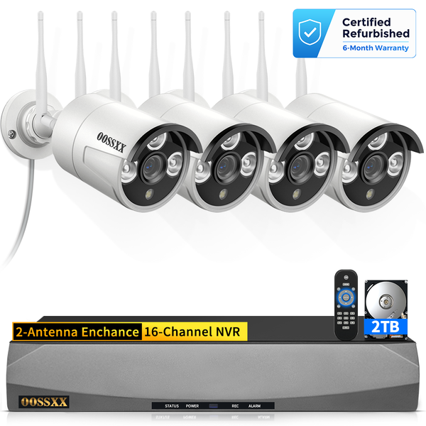 3.0MP Wireless Security Camera System, 4Pcs Outdoor WiFi Security Cameras- Refurbished