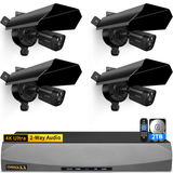 Cargar imagen en el visor de la galería, 4K 8MP PoE Security Black Camera System-4Cams with 8CH NVR &amp; 2TB HDD (Metal accessories)
