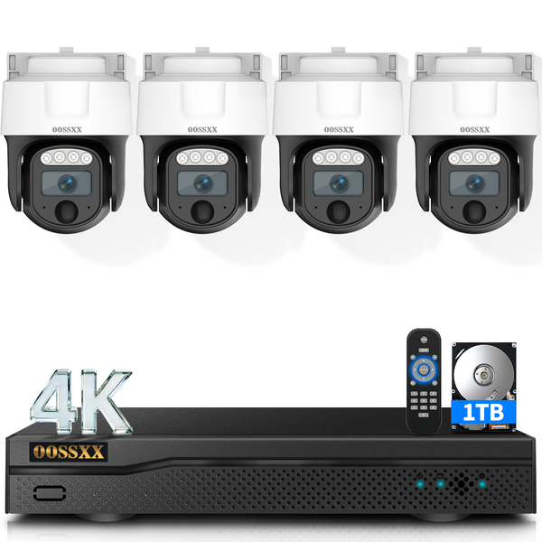 4K PTZ Outdoor Wired Security Camera System with DVR