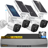 Load image into Gallery viewer, {100% Wire-Free Wireless Solar Cameras} 2-Way Audio, PIR Detection 2-Antennas Enhance Outdoor Wireless Surveillance Camera System 1600P WiFi Battery Surveillance Video by OOSSXX