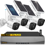 Load image into Gallery viewer, {100% Wire-Free Wireless Solar Cameras} 2-Way Audio, PIR Detection 2-Antennas Enhance Outdoor Wireless Surveillance Camera System 1600P WiFi Battery Surveillance Video by OOSSXX