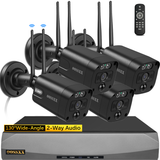 Load image into Gallery viewer, Black Dual Antennas 3K 5.0MP Wireless Surveillance Camera Monitor NVR Kits, 4 Pcs Outdoor WiFi Security Cameras