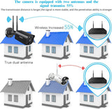 Load image into Gallery viewer, OOSSXX (5.0MP &amp; 130° Ultra Wide-Angle) PIR Detection 2-Way Audio Dual Antennas Security Wireless Camera System Outdoor Wireless Security Camera, Home WiFi Surveillance Bullet Exterior Cameras