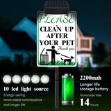 Laden Sie das Bild in den Galerie-Viewer, PLEASE CLEAN UP AFTER YOUR PET Sign with Solar Light for Home, Rechargeable LED Illuminated Aluminum Sign with Stake, Reflective Outside Security Sign Light Up For Houses