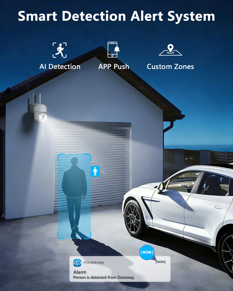 2K PTZ Security Camera with Auto Tracking, Color Night Vision & 2-Way ...