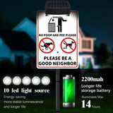 Laden Sie das Bild in den Galerie-Viewer, NO POOP Yard Warning Sign Solar Powered, Outdoor Rechargeable LED Illuminated Aluminum Sign with Stake, Reflective Outside Sign Light Up For Houses