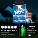 Load image into Gallery viewer, Solar No Trespassing Sign For Private Property, Video Surveillance Street Sign, Security Yard Signs metal, Aluminum Home Security Sign with Stakes, Camera, Beware, 10x7 Inch&quot;