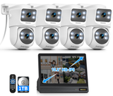 Cargar imagen en el visor de la galería, Sistema de cámaras de seguridad PoE PTZ de 4 cámaras, 8MP, 4K con monitor de 10.2" y disco duro de 1TB – Panorámica/inclinación de 350°, seguimiento automático por IA, audio bidireccional