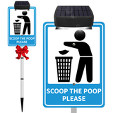 Load image into Gallery viewer, SCOOP THE POOP PLEASE Yard Warning Sign Solar Powered, Rechargeable LED Illuminated Aluminum Sign with Stake, Reflective Outside Sign Light Up For Houses
