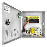 Load image into Gallery viewer, 9 Channel 12 Volt DC Output 5A CCTV Distributed Power Supply Box for Security Camera with AC Plug and Lock for Security Cameras, DVRs, CCTV Power Supply (5A 9-Channel)