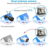 Laden Sie das Bild in den Galerie-Viewer, (2-Way Audio &amp; PIR Detection) Dual Antennas Outdoor Wireless Security Camera System 5.5MP Wi-Fi Video Surveillance