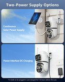 Cargar imagen en el visor de la galería, OOSSXX (Cámaras de seguridad solares inalámbricas para exteriores, audio bidireccional y 100 % sin cables, PTZ de doble lente de 2,5 K, 2,4 G/5 G, WiFi, batería solar, versión nocturna a color, seguimiento automático)