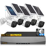 Load image into Gallery viewer, OOSSXX (Solar Battery 100% Wire-Free) 2-Way Audio 2-Antennas Enhance PIR Detection Outdoor Surveillance Camera System Solar Powered Battery Cameras System