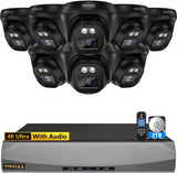 Laden Sie das Bild in den Galerie-Viewer, OOSSXX (4K/8,0 MP &amp; 130° Ultra-Weitwinkel) Kabelgebundenes Sicherheitskamerasystem, PoE-Dome-IP-Kamera, CCTV-NVR-Heimkamerasysteme für die Außen- und Innenüberwachung von Häusern, Nachtsichtvideo