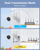 Cargar imagen en el visor de la galería, Sistema de cámaras de seguridad inalámbricas 4K 8MP de 4 cámaras: gran angular de 130°, WiFi de doble antena, detección PIR, audio bidireccional, kit NVR para exteriores con disco duro de 1TB