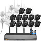 Load image into Gallery viewer, 5.5MP &amp; 2-Way Audio Dual Antennas Security Wireless Camera System 3K 5.0MP 1944P Wireless Surveillance,12Pcs Outdoor WiFi Security Cameras PIR Detection (Enjoy $20 Off Instantly)