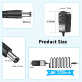 Cargar imagen en el visor de la galería, Adaptador de alimentación de 12 V y 1 A para cámara de seguridad IP/CCTV, salida CC 12 V 1000 mA, entrada CA 100 V-240 V, 50/60 Hz, enchufe estadounidense, cable de alimentación CA a CC de 3 m (negro)