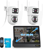 Cargar imagen en el visor de la galería, Cámara PTZ de doble lente con audio bidireccional y seguimiento automático, ideal para exteriores, seguridad doméstica, sistema WiFi inalámbrico 4K/16 canales 2.4G/5G, versión nocturna a color de 2.5K, kits DVR.