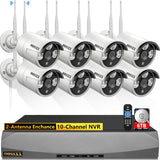 Load image into Gallery viewer, (Dual Antennas for WiFi Enhanced) AI Human Detected 2K 3.0MP Wireless Security Camera System,OOSSXX 10-Channel NVR HD Outdoor Home Surveillance WiFi Cameras System