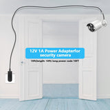 Cargar imagen en el visor de la galería, Adaptador de alimentación de 12 V y 1 A para cámara de seguridad IP/CCTV, salida CC 12 V 1000 mA, entrada CA 100 V-240 V, 50/60 Hz, enchufe estadounidense, cable de alimentación CA a CC de 3 m (negro)
