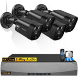 Load image into Gallery viewer, Black (4K/8.0 Megapixel &amp; 130° Ultra Wide-Angle) 2-Way Audio PoE Outdoor Home Security Camera System Wired Outdoor Video Surveillance IP Cameras System