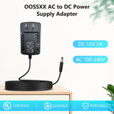Load image into Gallery viewer, OOSSXX Power Adapter AC 100-240V to DC 12V 2A (2000mA) &amp; 4-Way Power Splitter Cable for CCTV Security Camera/DVR/NVR/LED Strip Lights, Home Security Camera Surveillance System