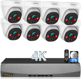 Cargar imagen en el visor de la galería, Sistema de cámara de seguridad para exteriores OOSSXX (4K/8.0 megapíxeles y gran angular de 130°) con domo PoE y audio, sistema de cámaras IP de vigilancia con cable para exteriores (¡Disfruta de $10 de descuento al instante!)