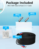 Load image into Gallery viewer, OOSSXX (4×100 Feet Video Power Cable BNC Extension Outdoor Wired Surveillance Camera All-in-One Cables for CCTV Security Cameras DVR System with 4xBNC Connectors and 4xRCA Adapters Black,4pcs