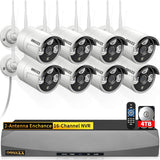 Cargar imagen en el visor de la galería, Sistema de cámara de seguridad inalámbrica OOSSXX de 10 canales NVR HD para exteriores con WiFi (Antenas duales para Wi-Fi mejorado) con detección humana por IA, resolución 2K de 3.0 MP (disfruta de $20 de descuento al instante).