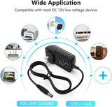 Load image into Gallery viewer, OOSSXX Power Adapter AC 100-240V to DC 12V 2A (2000mA) &amp; 4-Way Power Splitter Cable for CCTV Security Camera/DVR/NVR/LED Strip Lights, Home Security Camera Surveillance System