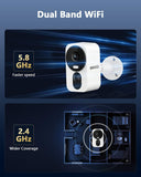 Load image into Gallery viewer, OOSSXX 2K Wireless Solar Security Camera Outdoor, 4MP WiFi Cameras with PIR Human Detection, Color Night Vision, 2.4G/5G Dual-Band, Two-Way Audio, IP65 Waterproof, SD/Cloud Storage