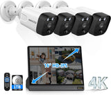 Load image into Gallery viewer, 4K 8MP 4-Camera PoE Security Camera System with 16" Monitor &amp; 1TB HDD – 130° Wide-Angle, 2-Way Audio, Wired Outdoor NVR Kit